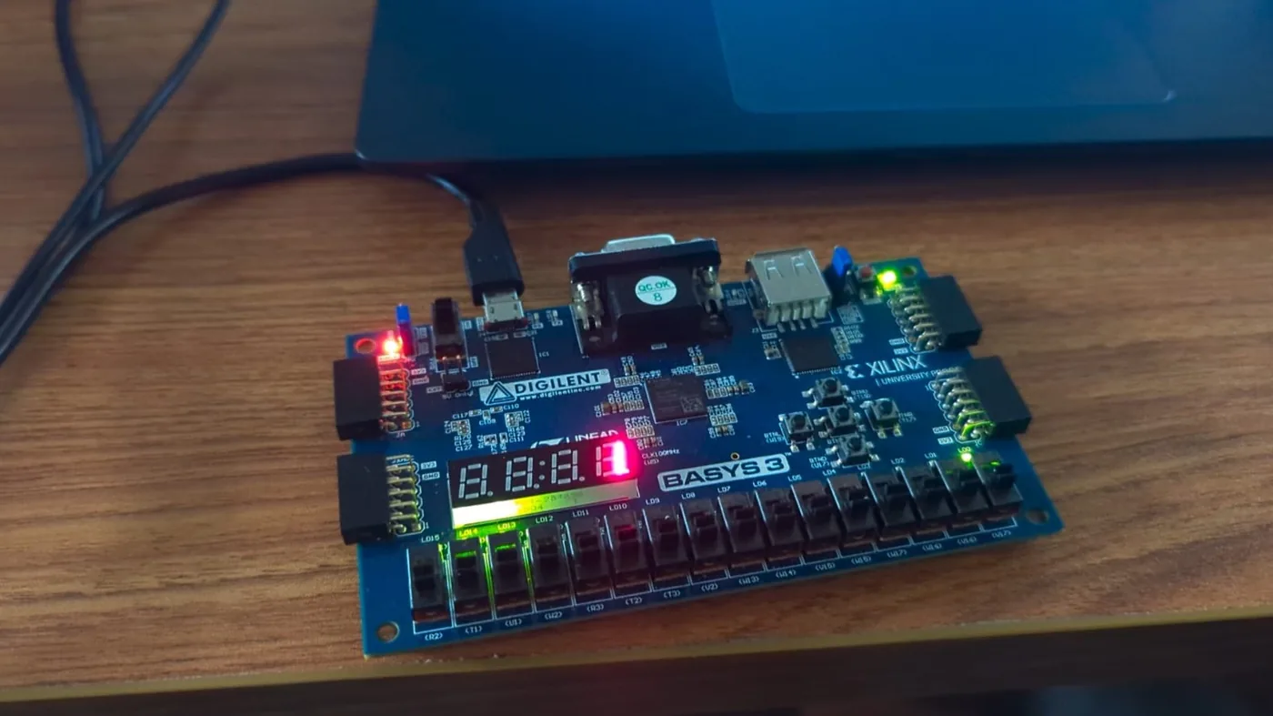 4-bit nano processor running on a BASYS 3 FPGA board